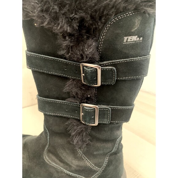 L.L. Bean Womens Black Snow Boots Nordic Insulated Size 9.5 Suede Zip Waterproof - Picture 9 of 11